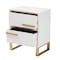 Baxton Studio Giolla Contemporary Glam and Luxe White Finished Wood and Gold Metal 2Drawer Nightstand 220-12455-ZORO - alternate 3